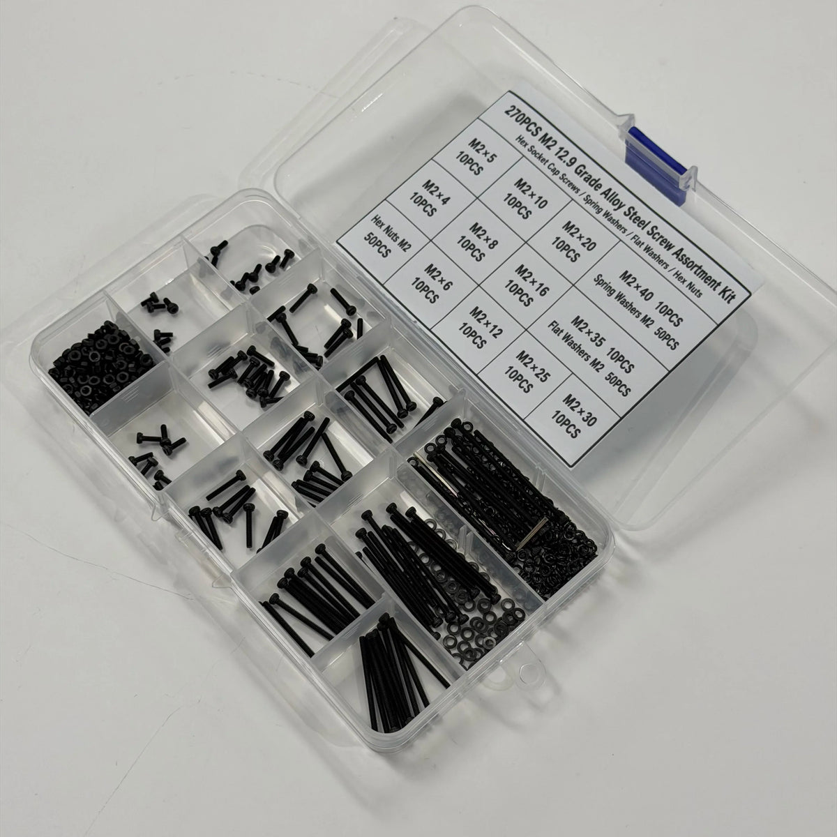 Supplier photograph of the M2 assortment box labeled 270 pieces